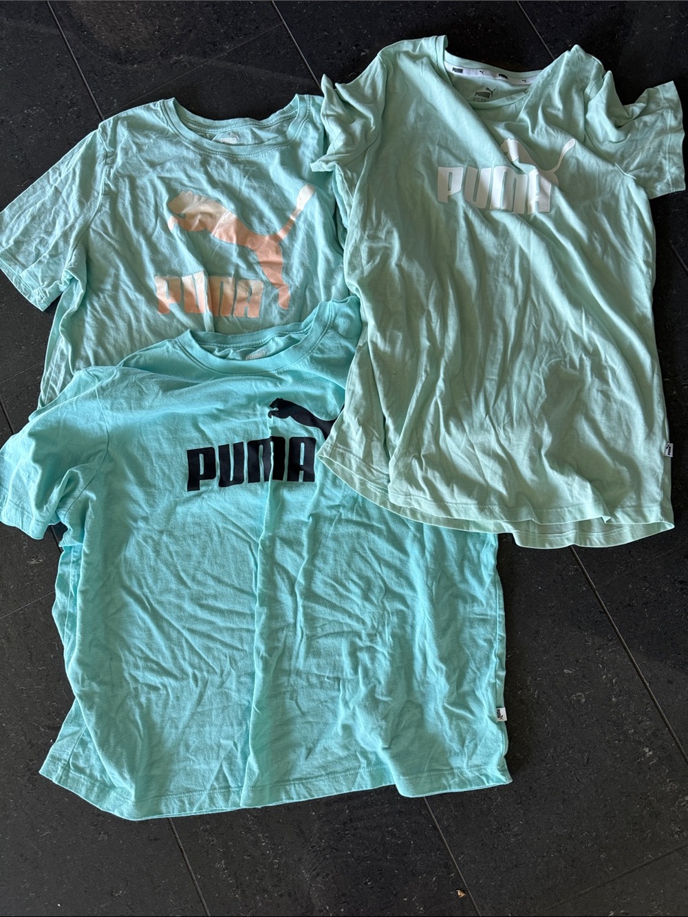PUMA Light Mint Green Logo Tees - Set of 3